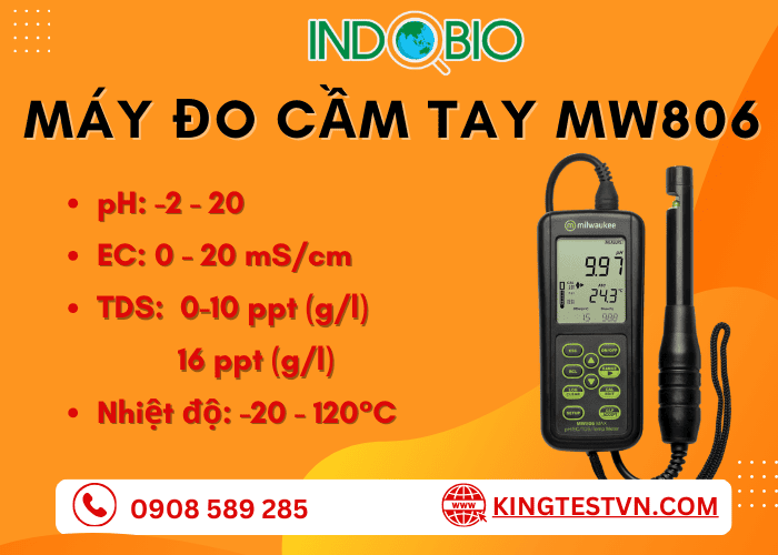 Máy đo pH/EC/TDS/Nhiệt độ cầm tay Milwaukee MW806
